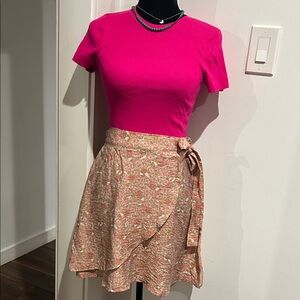 New Vero Moda Asymmetrical Floral Skirt - Pink and Cream